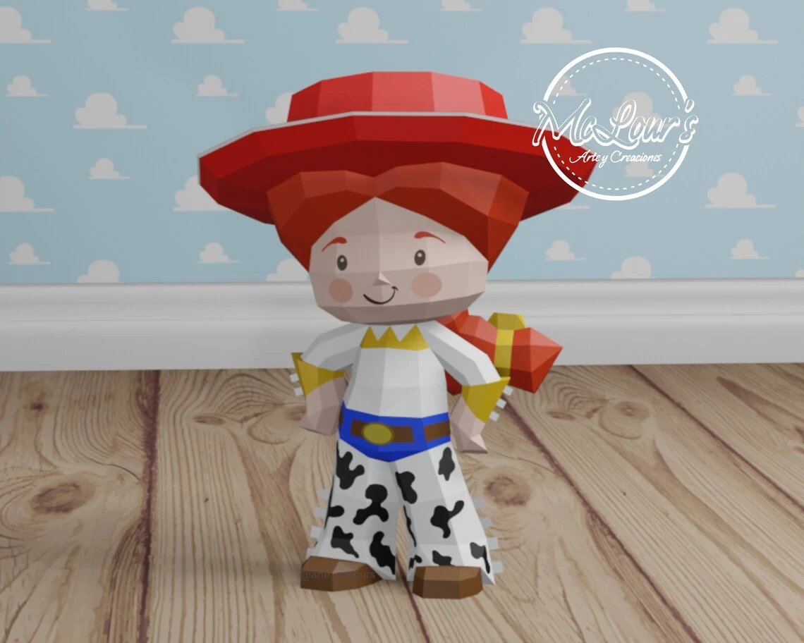 Cute Cowgirl Papercraft/ Toy Story/ DiY Craft/ Template PDF/ Low Poly/ Papercraft/ 3D Cowgirl/ Origami/ Home decor