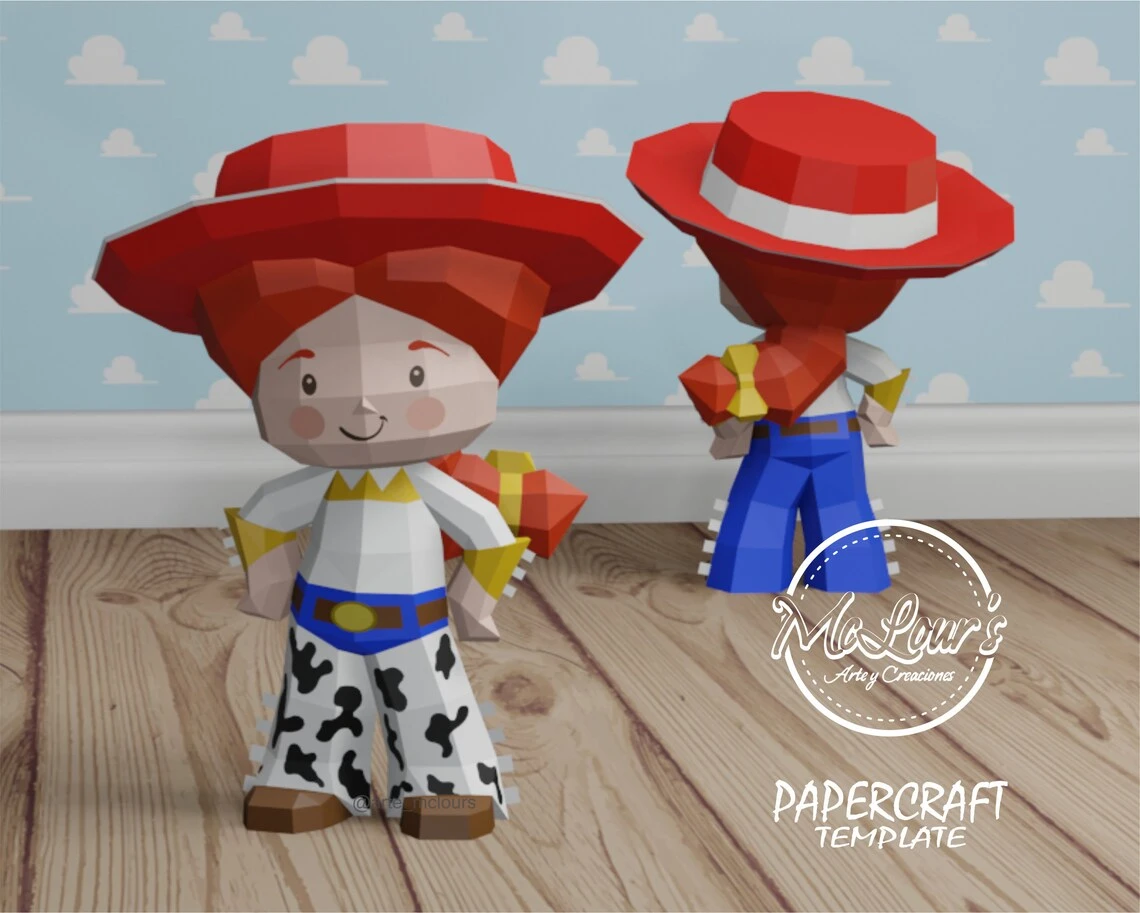 Cute Cowgirl Papercraft/ Toy Story/ DiY Craft/ Template PDF/ Low Poly/ Papercraft/ 3D Cowgirl/ Origami/ Home decor