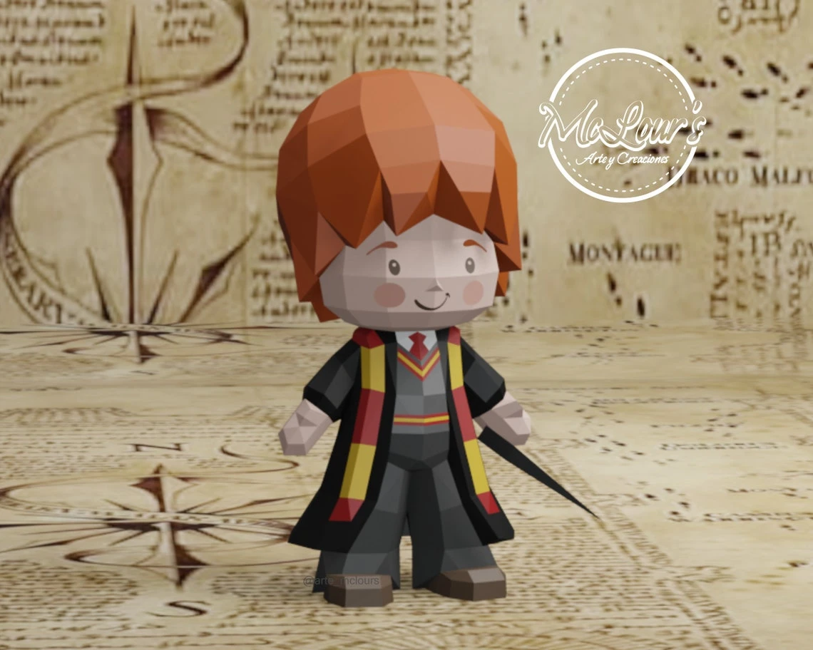 Ron Weasley Doll Papercraft/ Harry Potter/ DiY Craft/ Template PDF/ Low Poly/ Halloween Papercraft/ 3D Boy Doll/ Origami/ Home decor