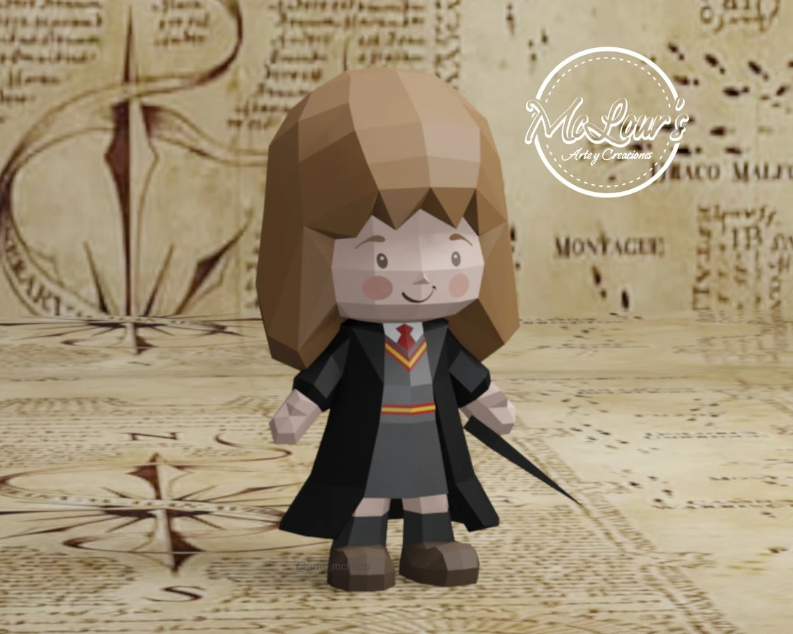 Hermione Granger Doll Papercraft/ Harry Potter/ DiY Craft/ Template PDF/ Low Poly/ Halloween Papercraft/ 3D Girl Doll/ Origami/ Home decor