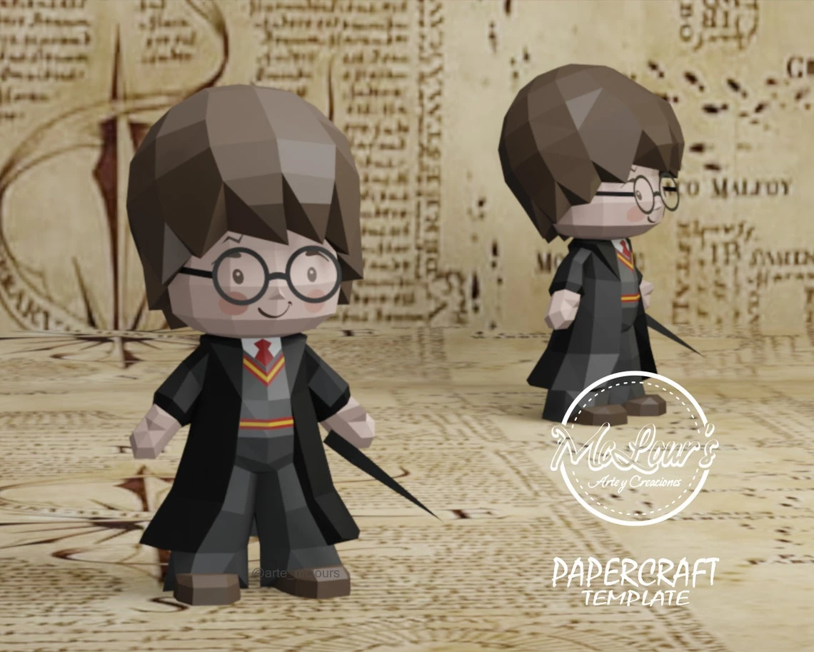 Harry Potter Doll Papercraft/ Harry Potter/ DiY Craft/ Template PDF/ Low Poly/ Halloween Papercraft/ 3D Boy Doll/ Origami/ Home decor