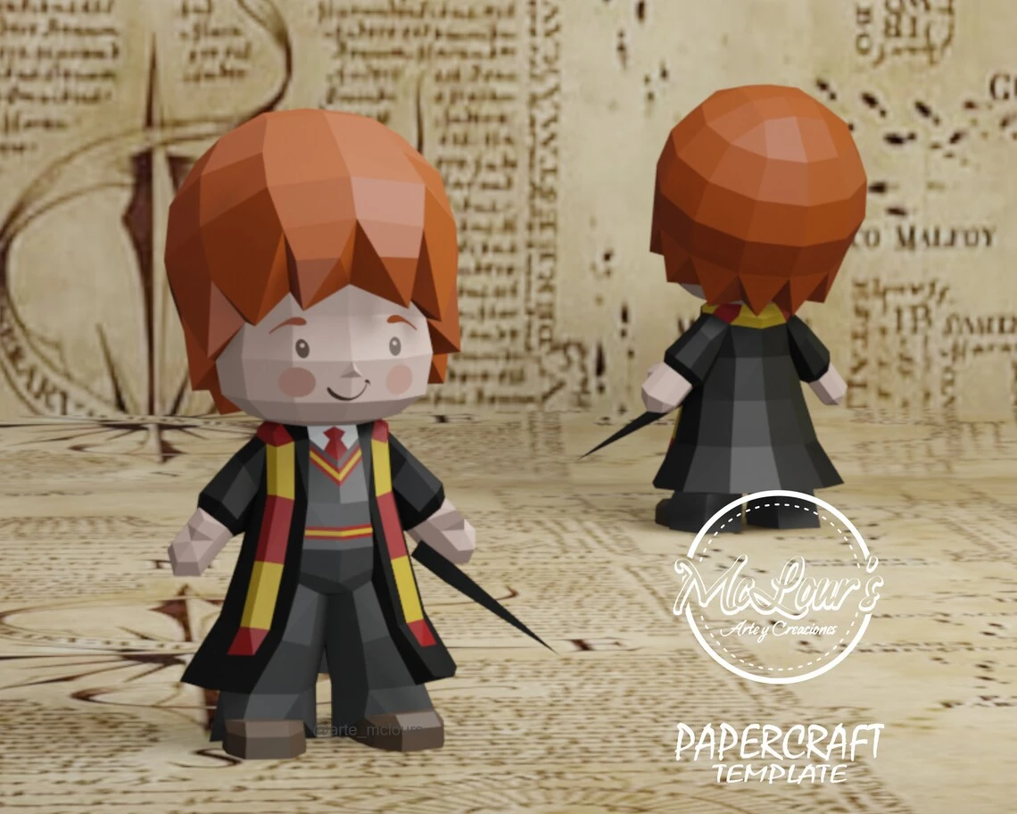 Ron Weasley Doll Papercraft/ Harry Potter/ DiY Craft/ Template PDF/ Low Poly/ Halloween Papercraft/ 3D Boy Doll/ Origami/ Home decor