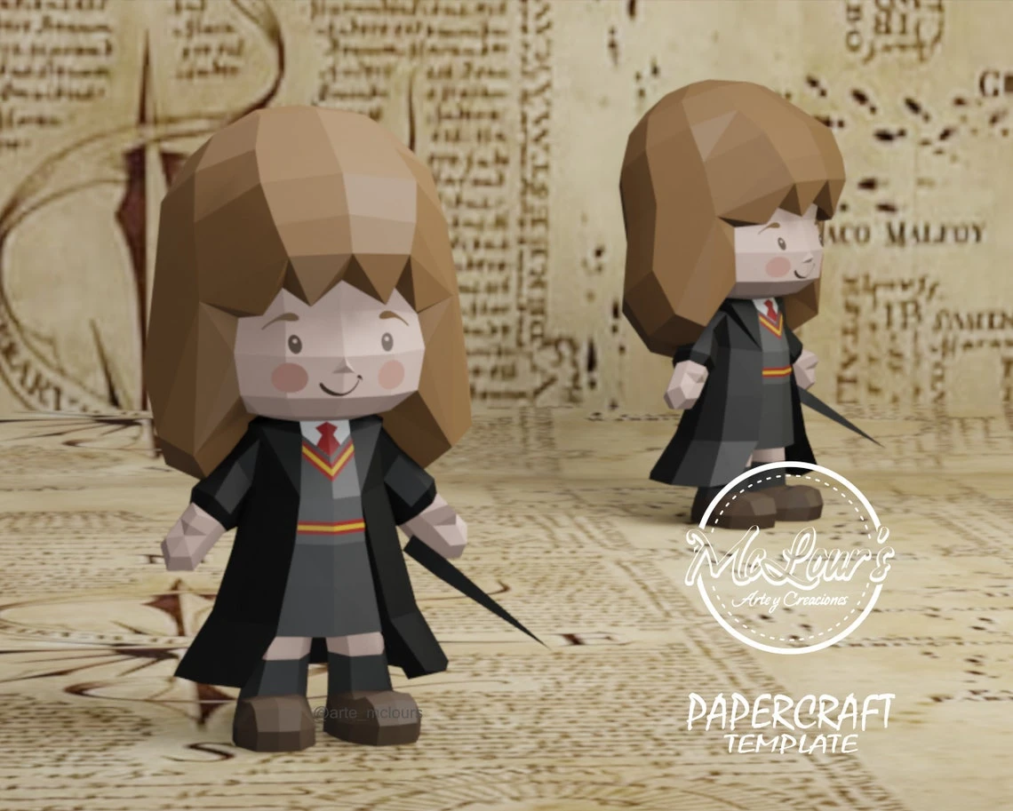 Hermione Granger Doll Papercraft/ Harry Potter/ DiY Craft/ Template PDF/ Low Poly/ Halloween Papercraft/ 3D Girl Doll/ Origami/ Home decor