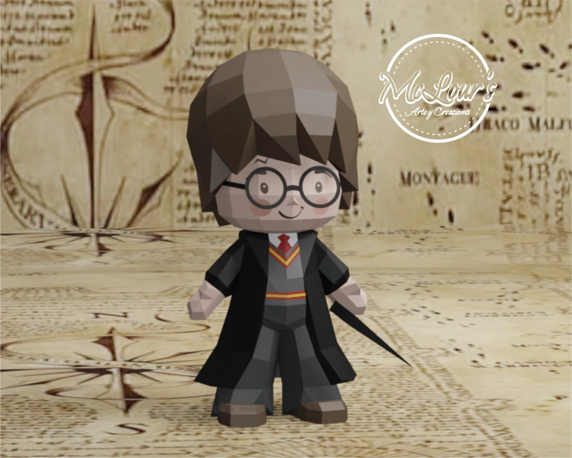 Harry Potter Doll Papercraft/ Harry Potter/ DiY Craft/ Template PDF/ Low Poly/ Halloween Papercraft/ 3D Boy Doll/ Origami/ Home decor