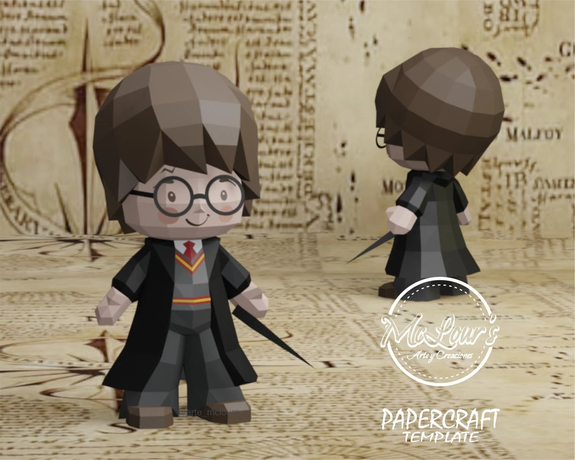 Harry Potter Doll Papercraft/ Harry Potter/ DiY Craft/ Template PDF/ Low Poly/ Halloween Papercraft/ 3D Boy Doll/ Origami/ Home decor