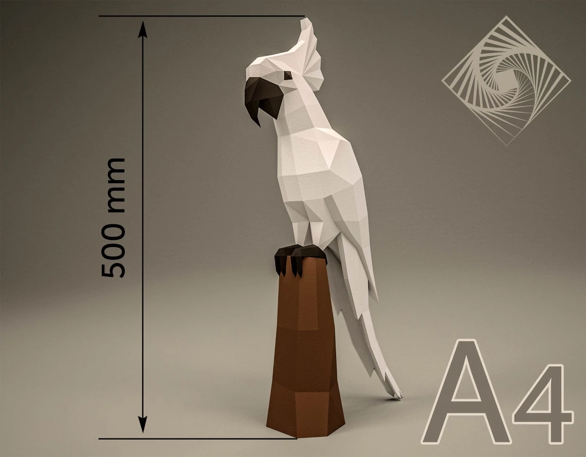 Digital templates in PDF for paper low-poly sculpture Parrot