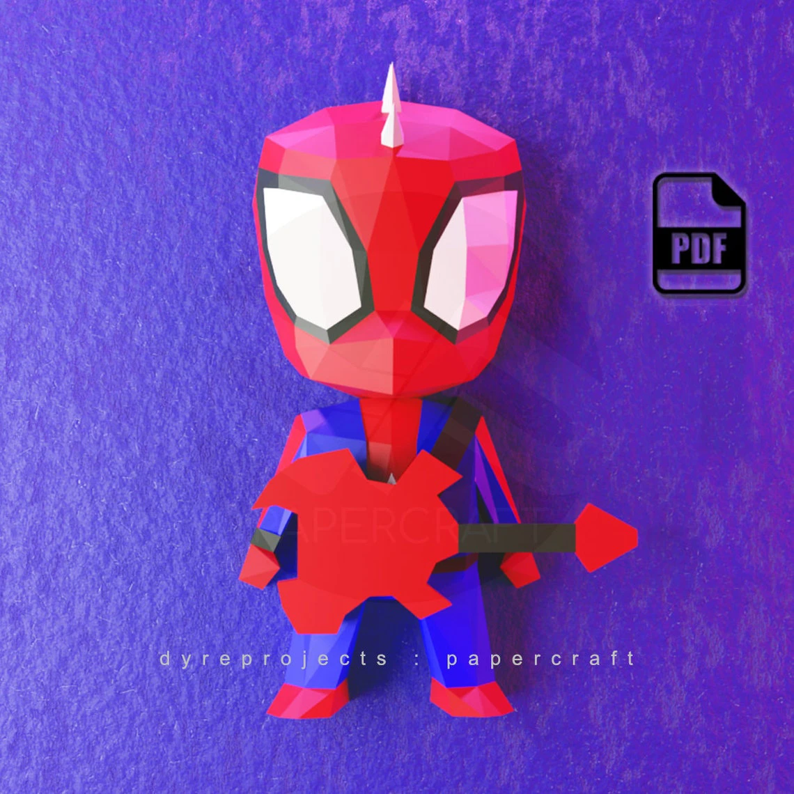 DIY lowpoly Papercraft, Spider Punk, Digital template, DIY, Wall Decoration, Art, superheroes, fanart