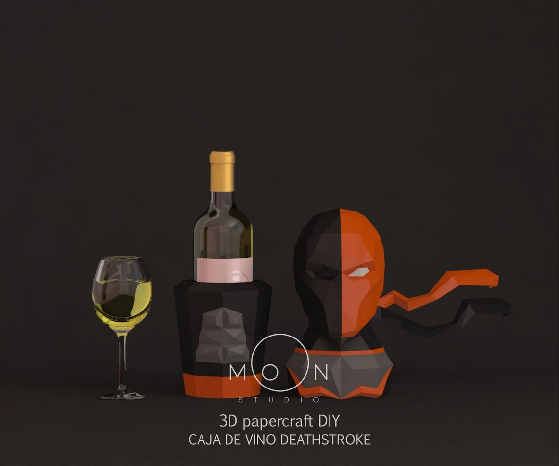 Deathstroke Wine Box, Papercarft, PDF Templates, DIY 3D Model, Low Poly, Pepakura,Craft, Crafts, Movie, DC Comics.