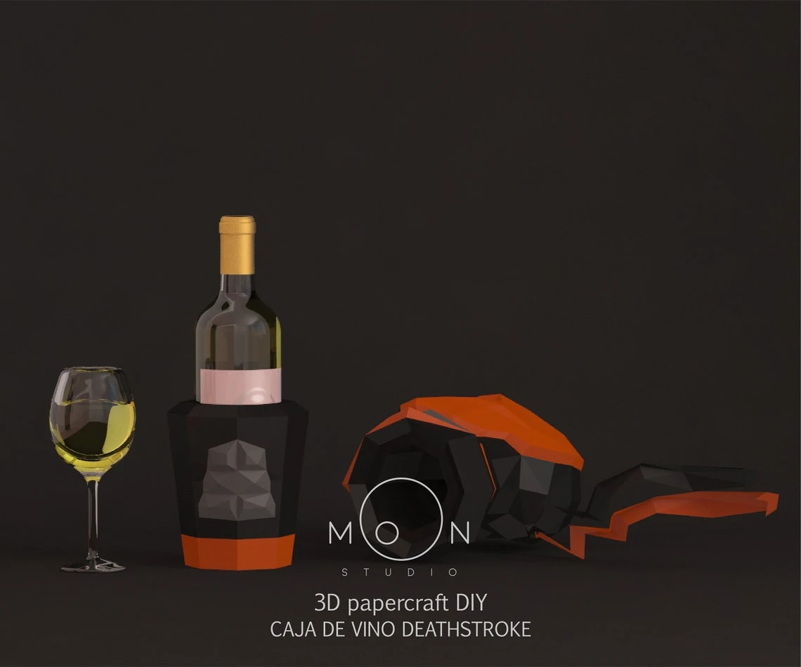 Deathstroke Wine Box, Papercarft, PDF Templates, DIY 3D Model, Low Poly, Pepakura,Craft, Crafts, Movie, DC Comics.