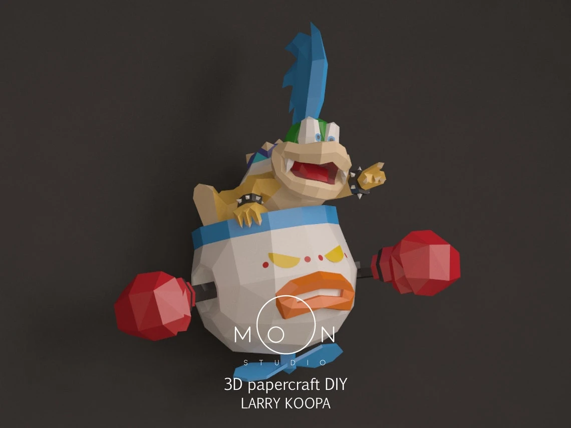 Larry Koopa, Wall Papercraft PDF, DIY, Low Poly Paper, Papercraft, 3D ...