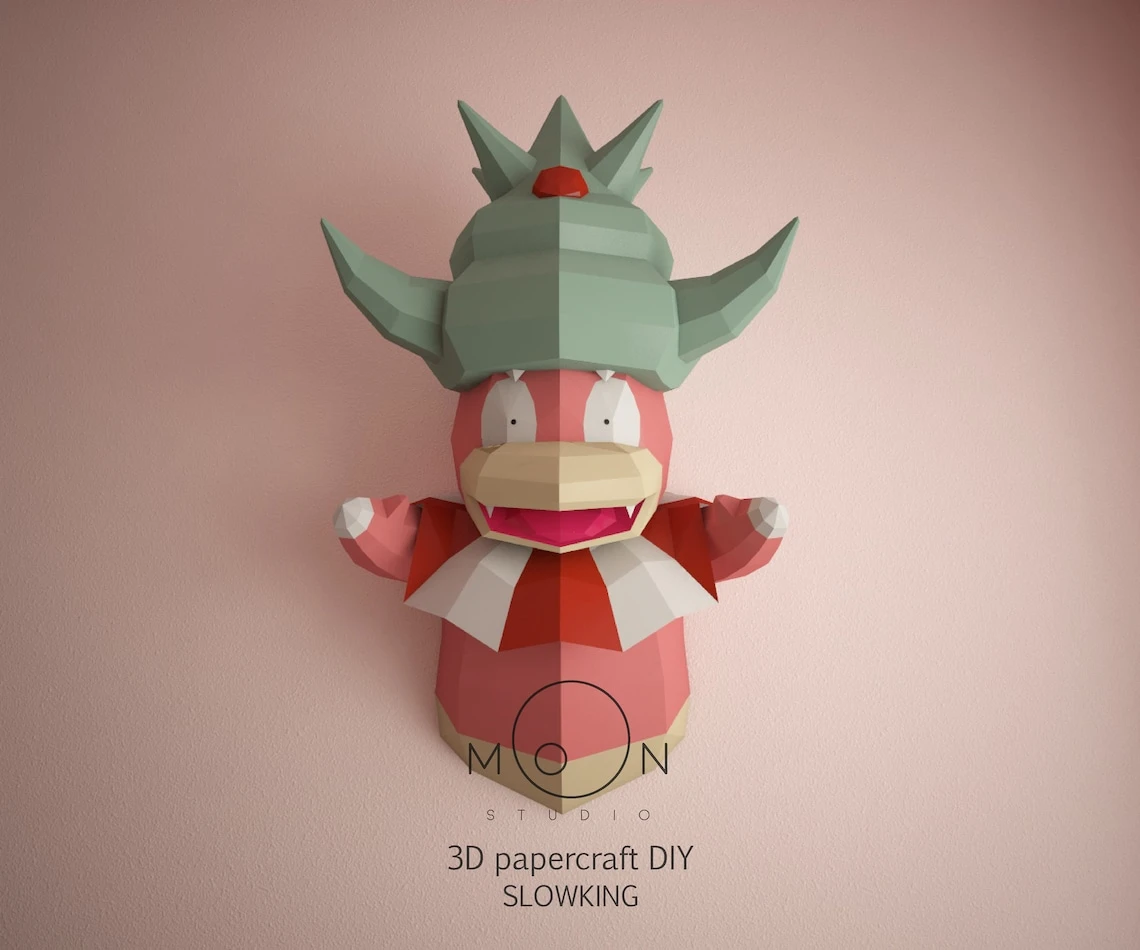 Slowking, DIY, Papercraft, Low Poly, 3D model, Pokemon, Series, Tv, Animation, Anime, Room Decor