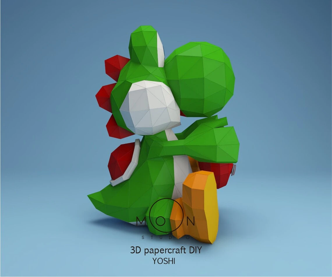 Yoshi I love You, Yoshi Te Amo, DIY, Papercraft, PDF, Low Poly, 3D model, Craft, Paper, Retro Game, Valentine's Day, Love, Room Decor