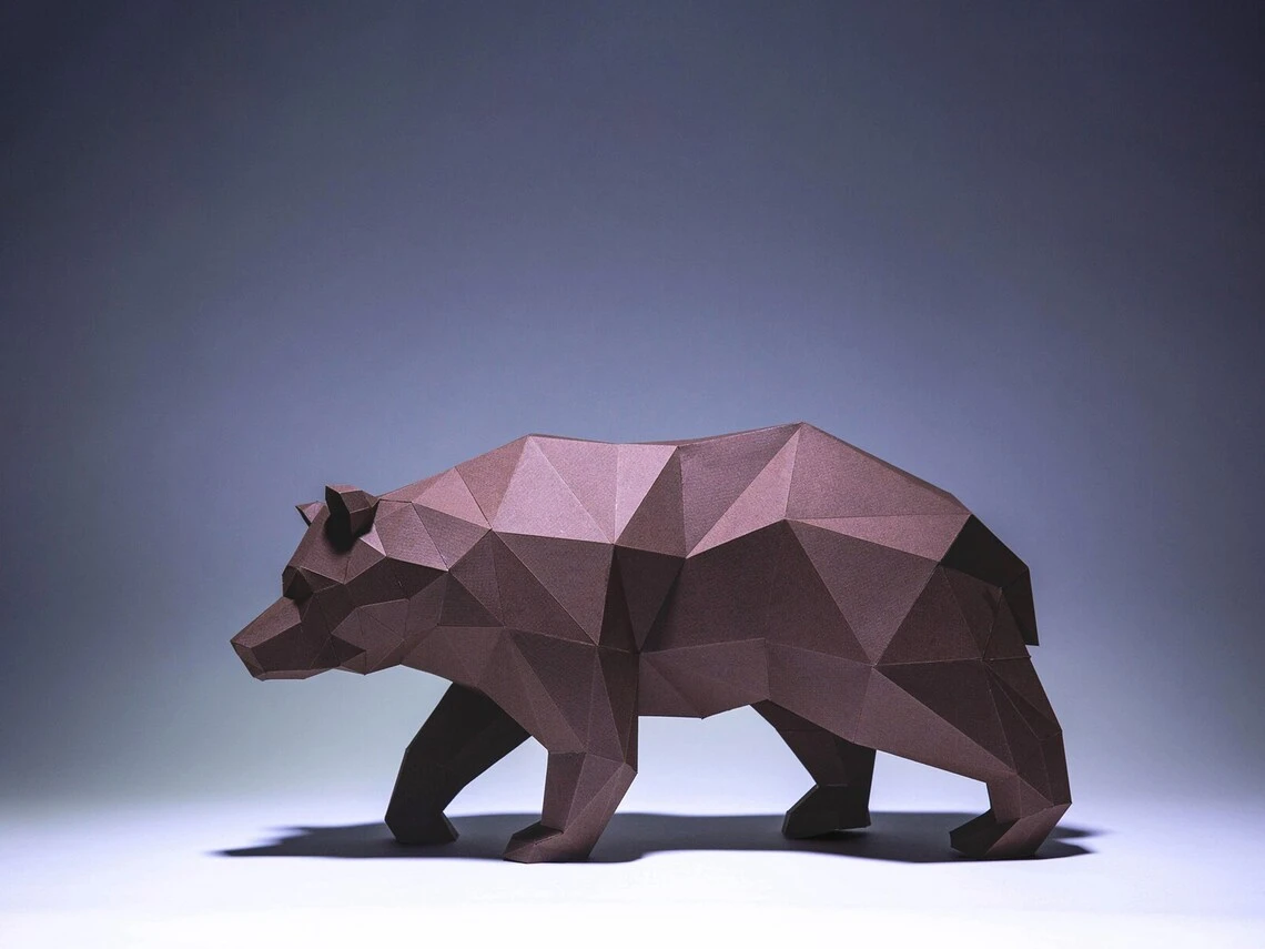 Bear Paper Craft, Digital Template, Origami, PDF Download DIY, Low Poly, Trophy, Sculpture, 3D Model