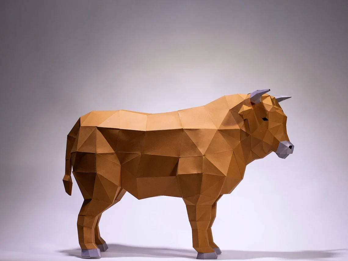 Cow Paper Craft, Digital Template, Origami, PDF Download DIY, Low Poly, Trophy, Sculpture, Cow Model