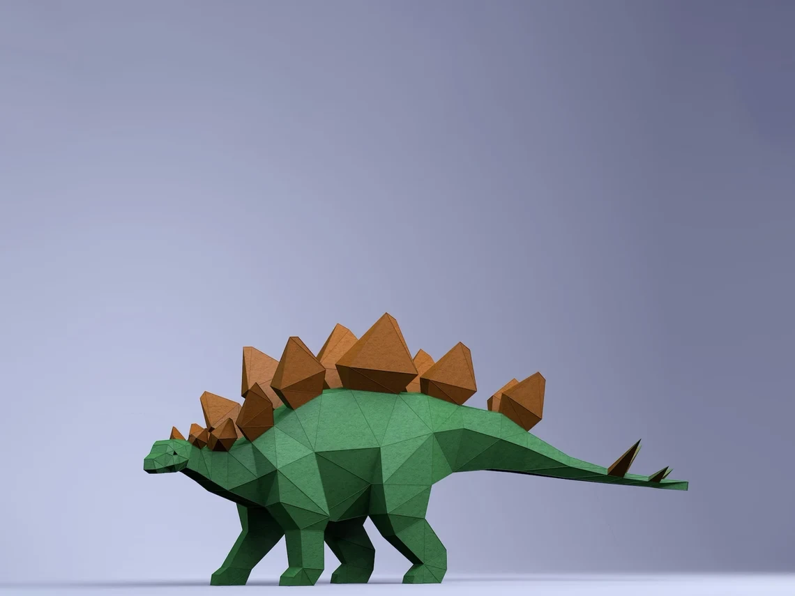 Stegosaurus Dinosaur Digital Template, PDF Paper Craft, Dinosaur Origami, Dinosaur Model