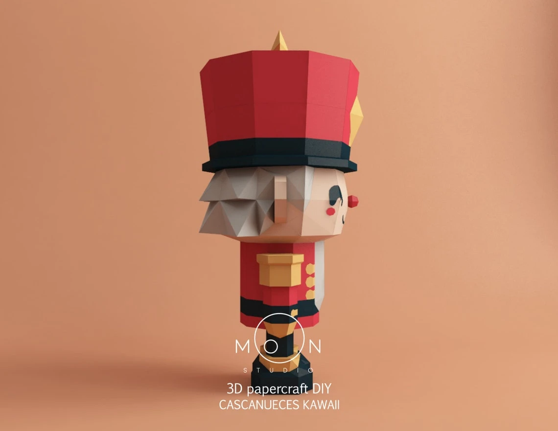 Kawaii Nutcrackers, DIY, Papercraft, PDF, Low Poly, 3D model, Craft, Paper, Merry Christmas, December, New Year, Room Decor