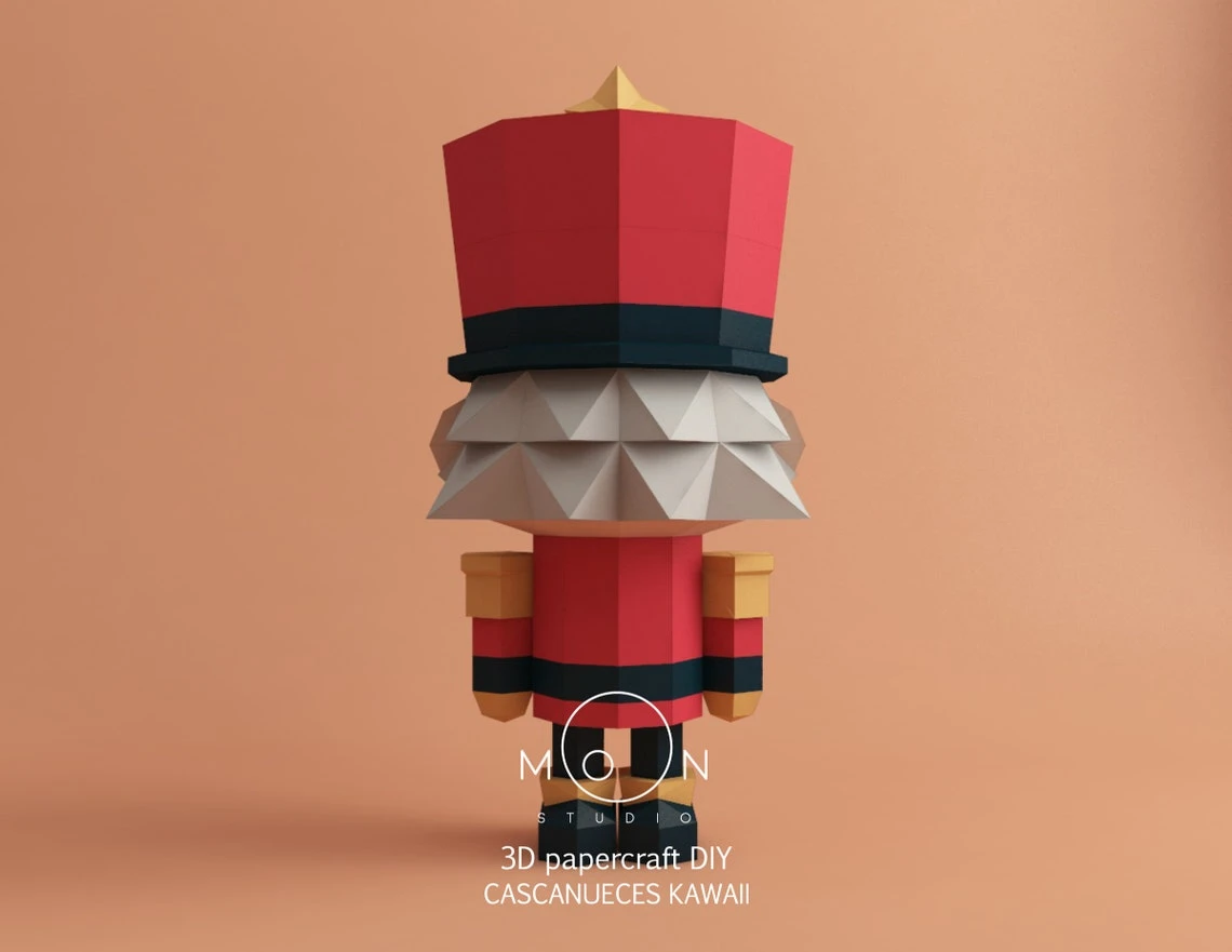 Kawaii Nutcrackers, DIY, Papercraft, PDF, Low Poly, 3D model, Craft, Paper, Merry Christmas, December, New Year, Room Decor