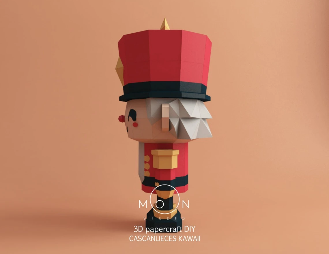 Kawaii Nutcrackers, DIY, Papercraft, PDF, Low Poly, 3D model, Craft, Paper, Merry Christmas, December, New Year, Room Decor