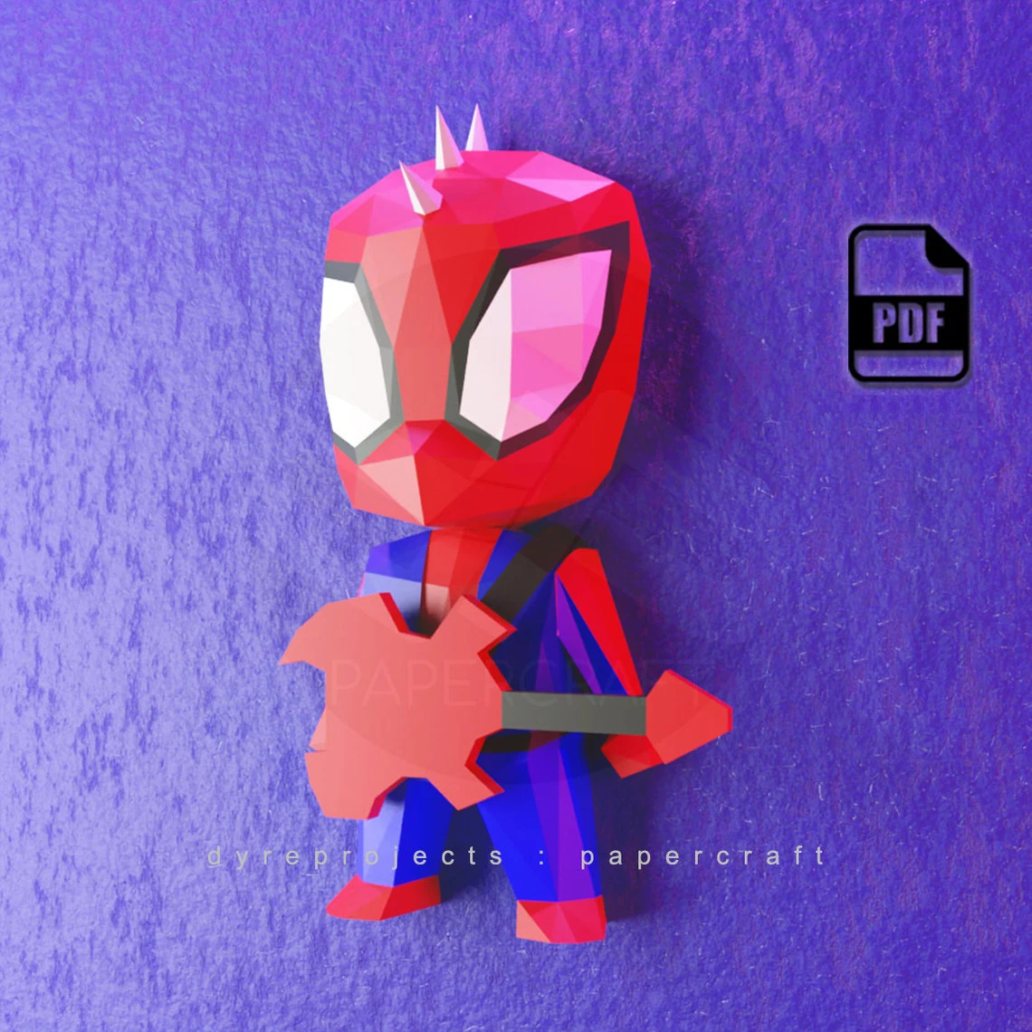 DIY lowpoly Papercraft, Spider Punk, Digital template, DIY, Wall Decoration, Art, superheroes, fanart