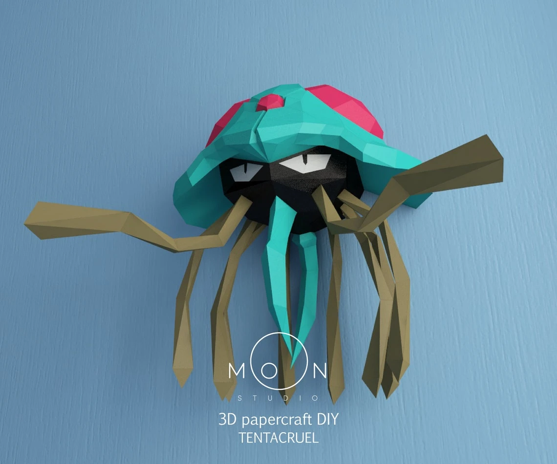 Tentacruel, DIY, Papercraft, Low Poly, 3D model, Pokemon, Series, Tv, Animation, Anime, Room Decor