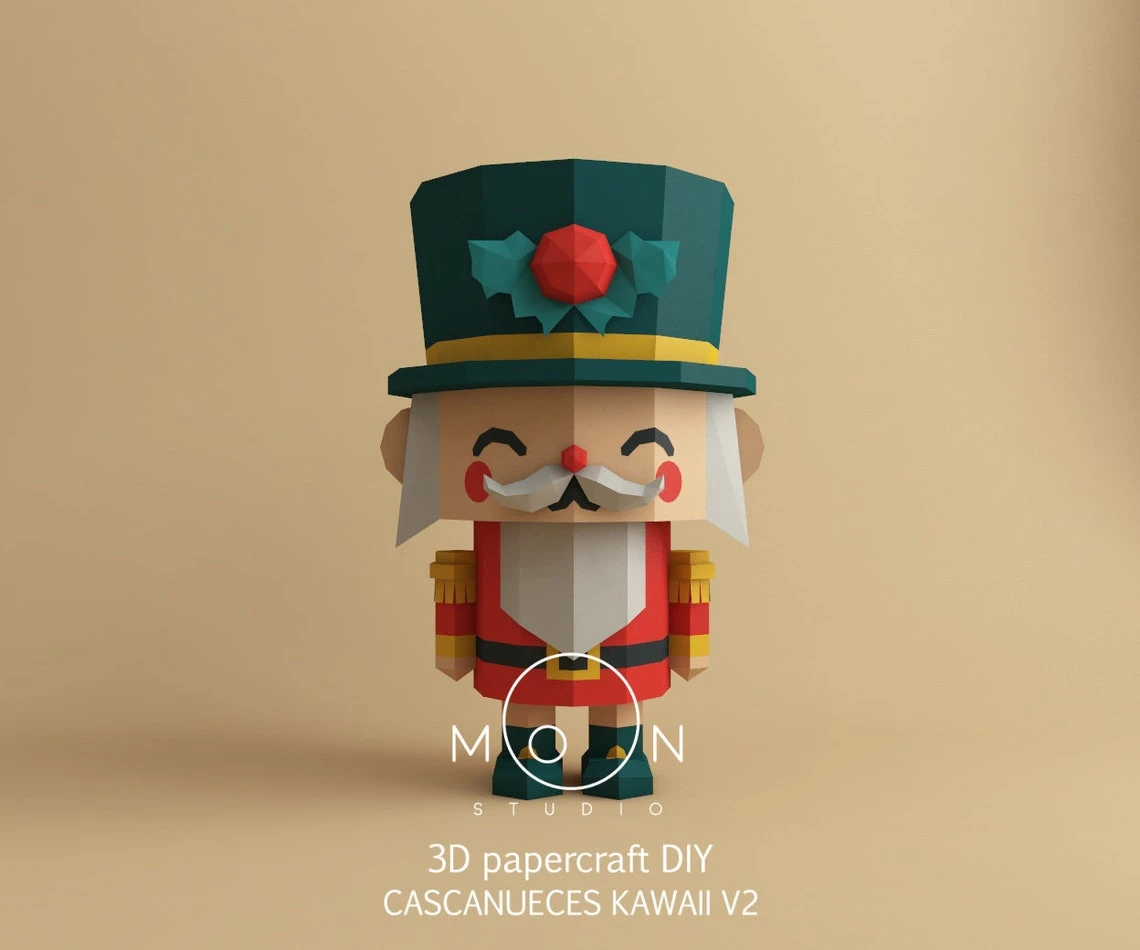 Kawaii Nutcrackers V2, DIY, Papercraft, PDF, Low Poly, 3D model, Craft, Paper, Merry Christmas, December, New Year, Room Decor