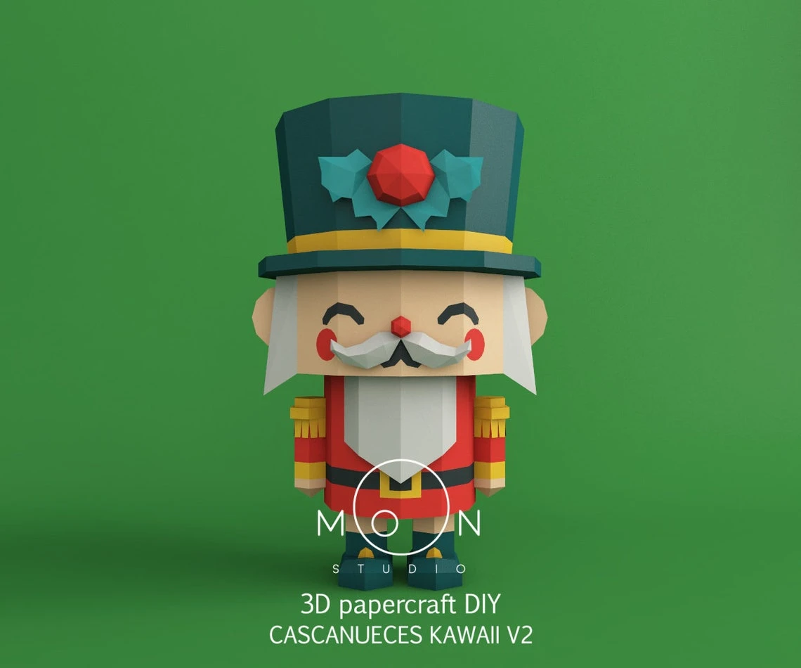 Kawaii Nutcrackers V2, DIY, Papercraft, PDF, Low Poly, 3D model, Craft, Paper, Merry Christmas, December, New Year, Room Decor