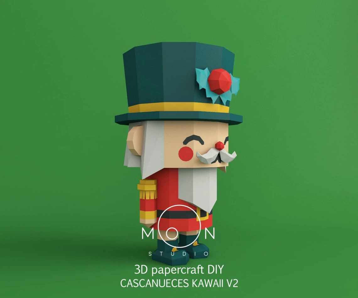 Kawaii Nutcrackers V2, DIY, Papercraft, PDF, Low Poly, 3D model, Craft, Paper, Merry Christmas, December, New Year, Room Decor