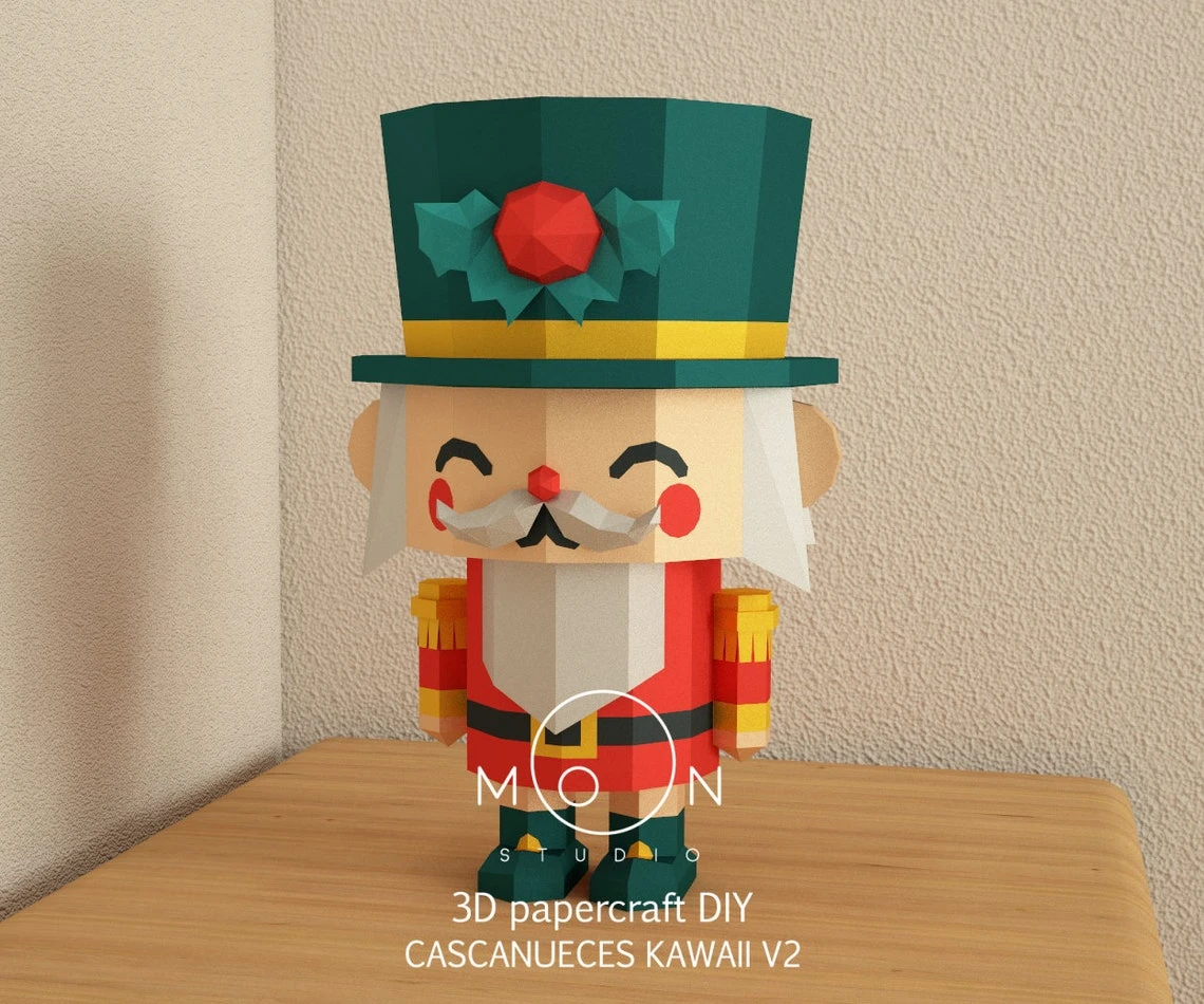 Kawaii Nutcrackers V2, DIY, Papercraft, PDF, Low Poly, 3D model, Craft, Paper, Merry Christmas, December, New Year, Room Decor