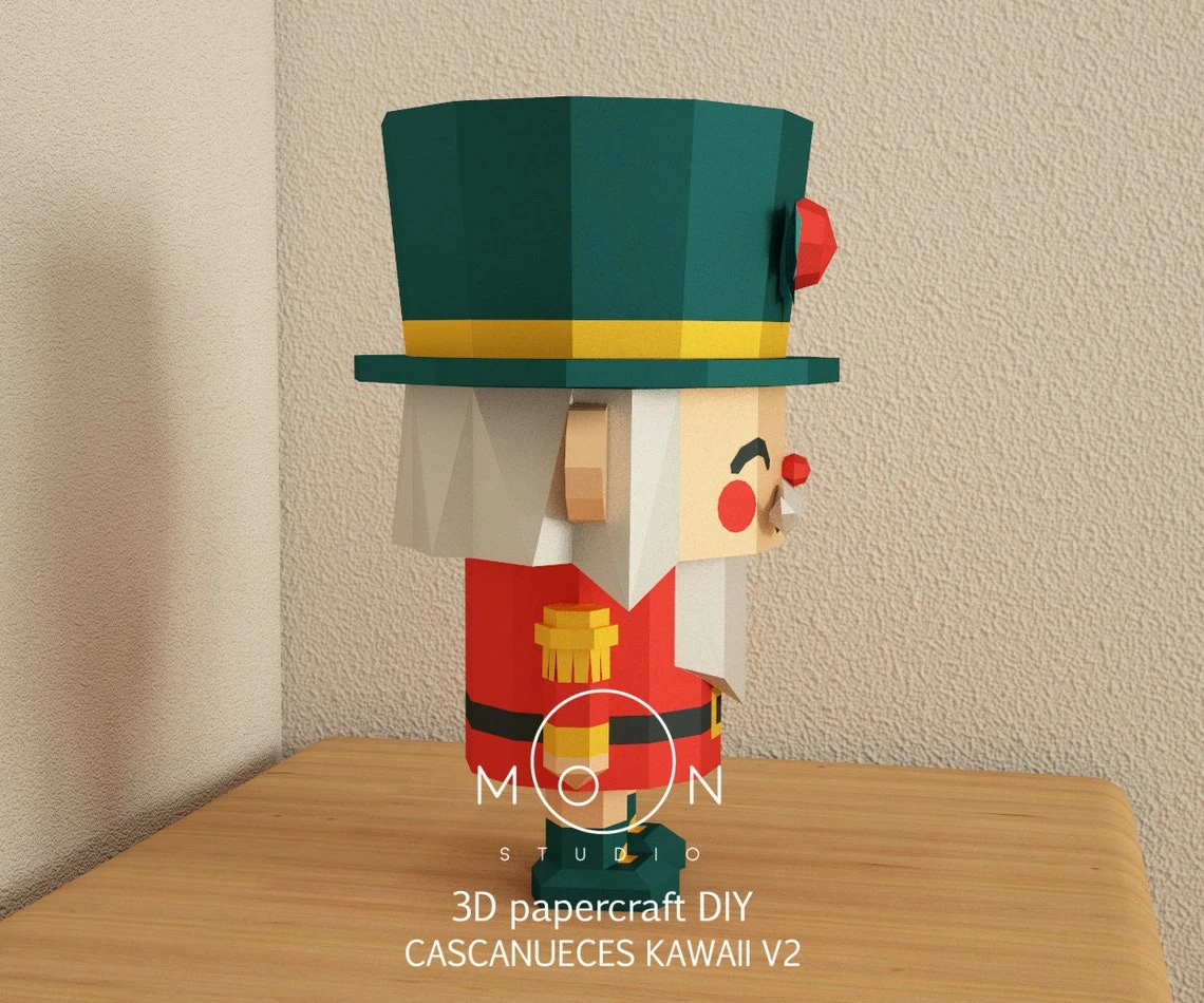 Kawaii Nutcrackers V2, DIY, Papercraft, PDF, Low Poly, 3D model, Craft, Paper, Merry Christmas, December, New Year, Room Decor