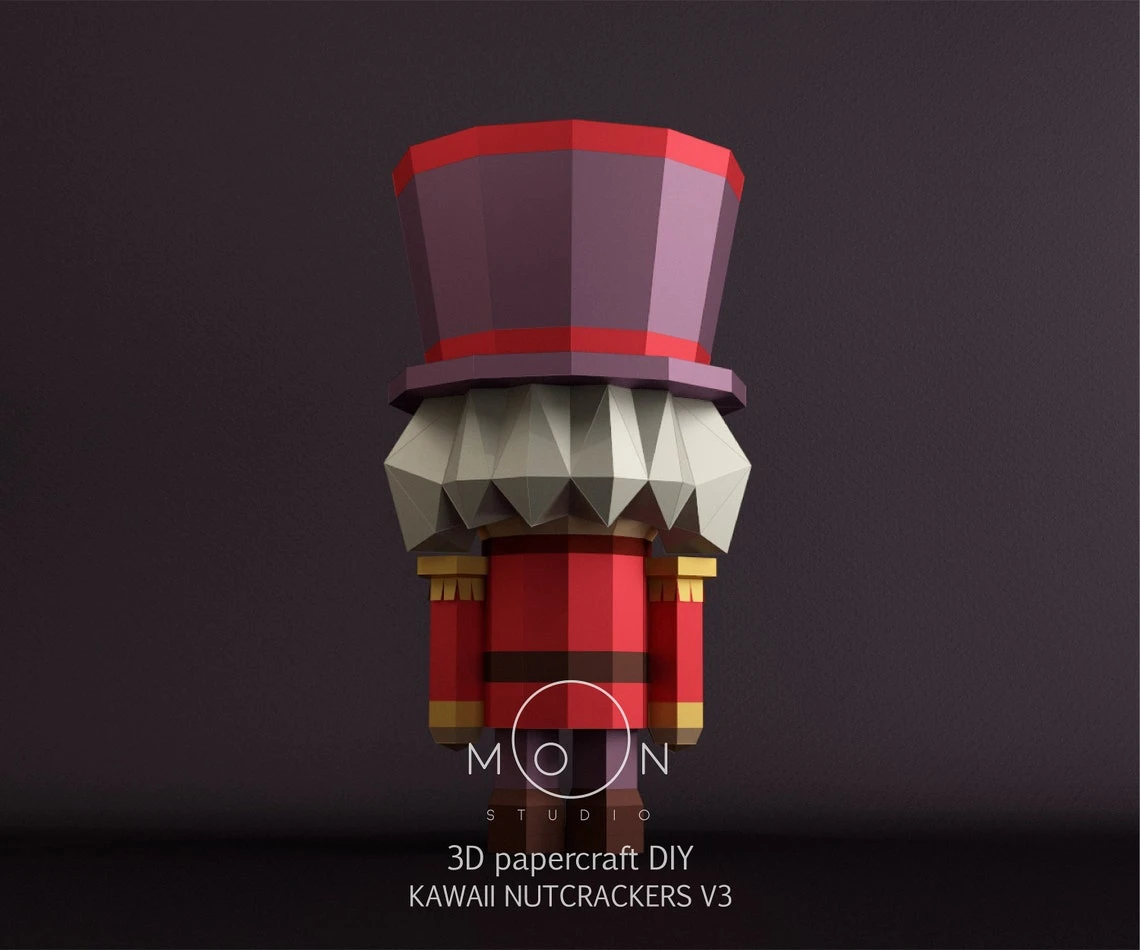 Kawaii Nutcrackers V3, DIY, Papercraft, PDF, Low Poly, 3D model, Craft, Paper, Merry Christmas, December, New Year, Room Decor