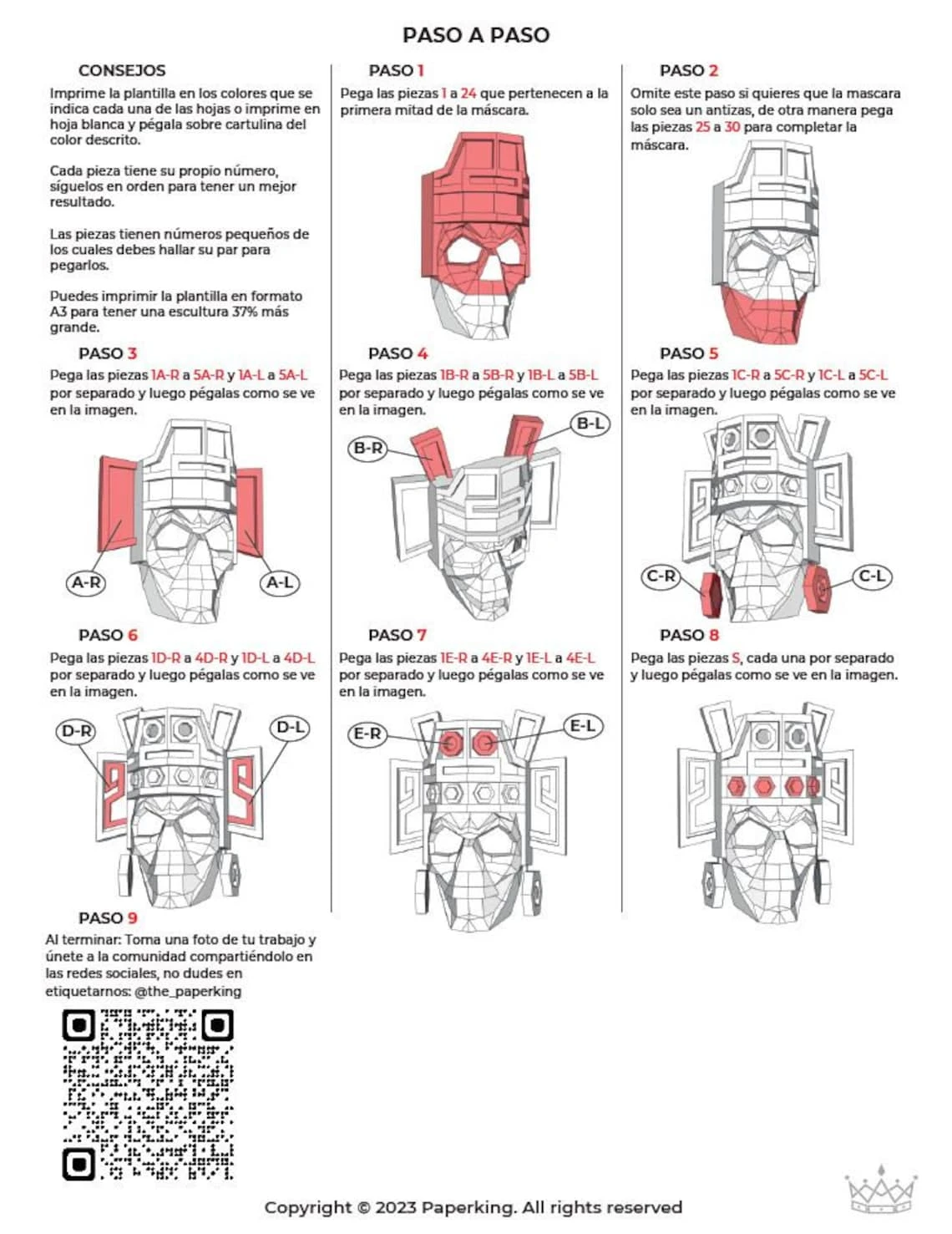 Mask of The God of Death, Mascara Azteca Papercraft 3D, pepakura Pdf template Low polygonal Paper Sculpture Diy Decor home loft office gift