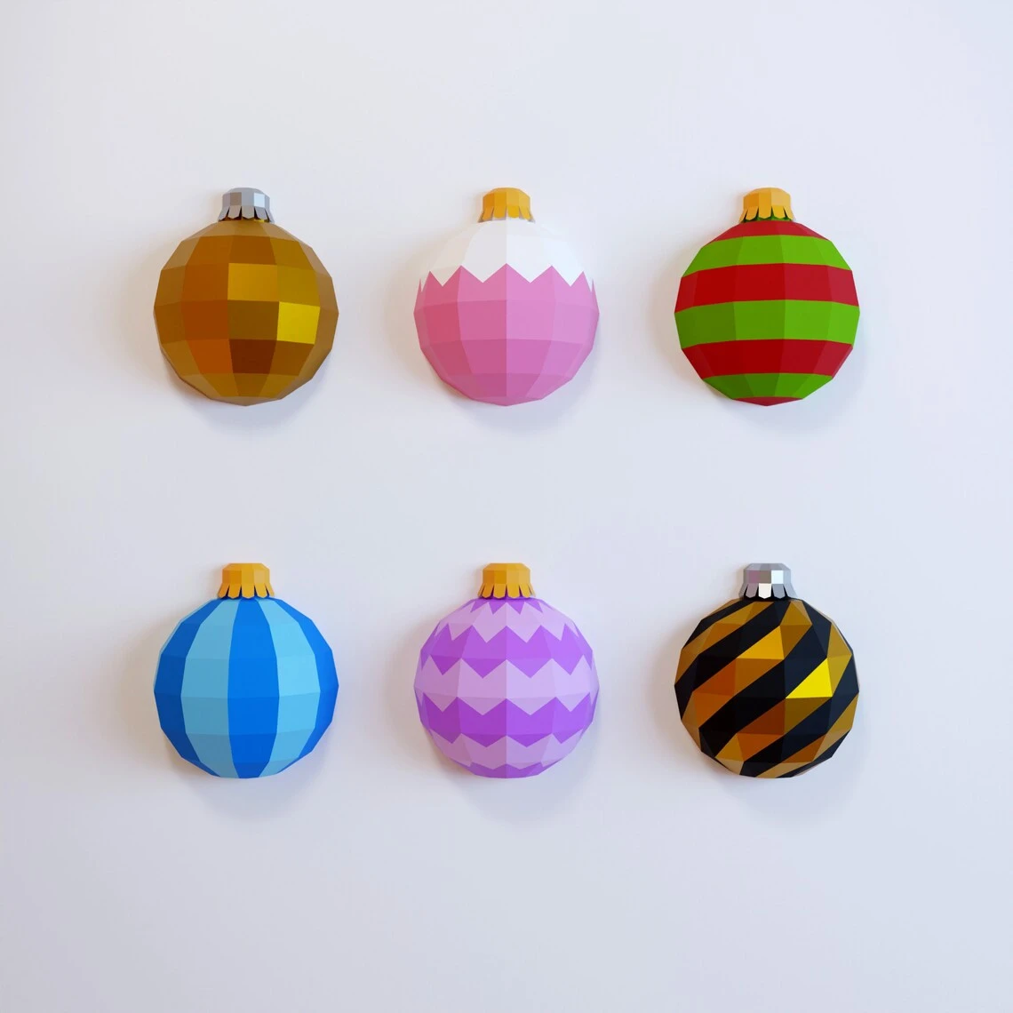 Baubles Papercraft 3D DIY low poly paper craft Christmas Holiday wall decoration