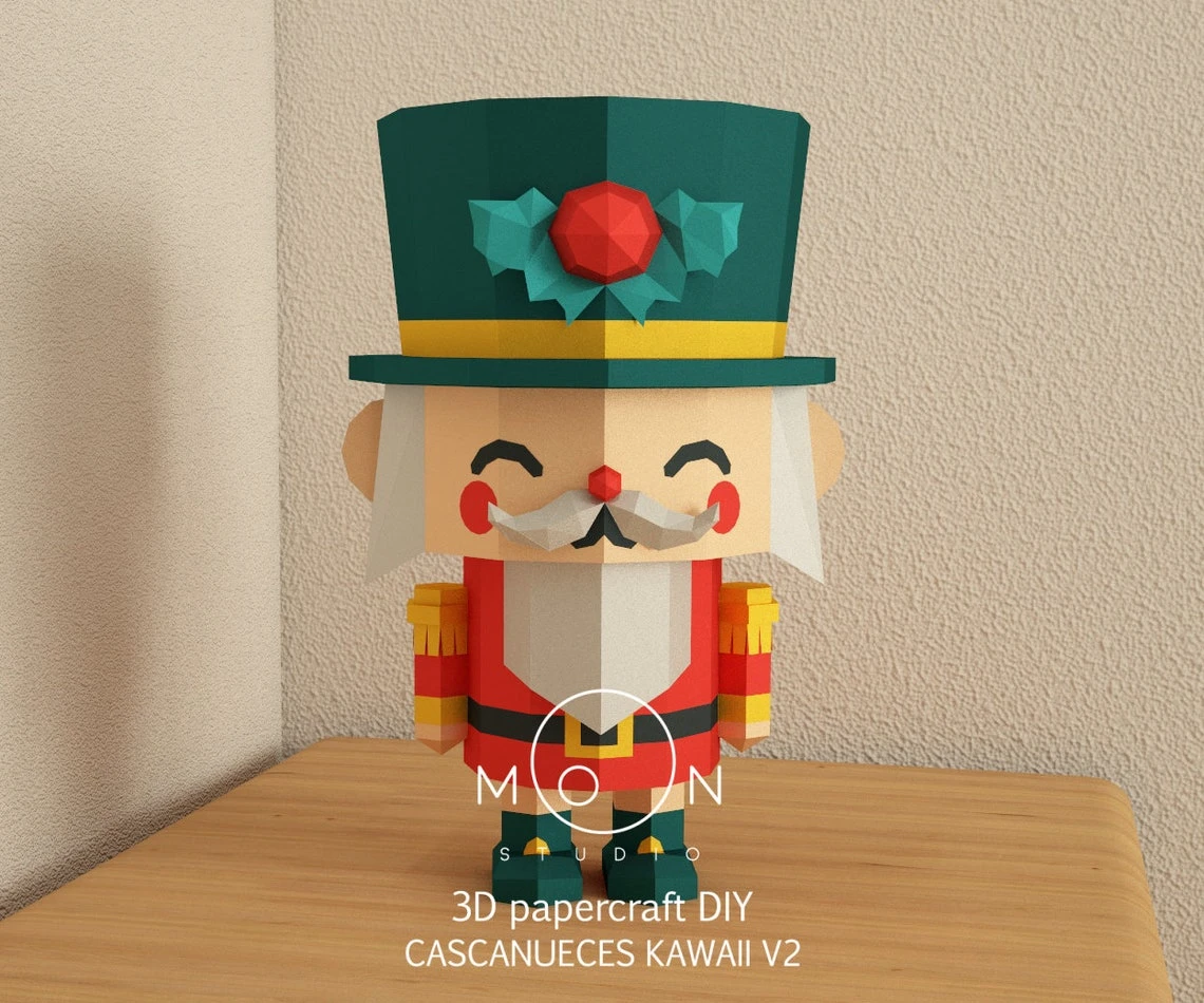 Kawaii Nutcrackers V2, DIY, Papercraft, PDF, Low Poly, 3D model, Craft, Paper, Merry Christmas, December, New Year, Room Decor