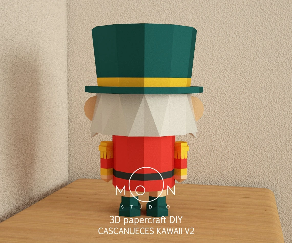 Kawaii Nutcrackers V2, DIY, Papercraft, PDF, Low Poly, 3D model, Craft, Paper, Merry Christmas, December, New Year, Room Decor