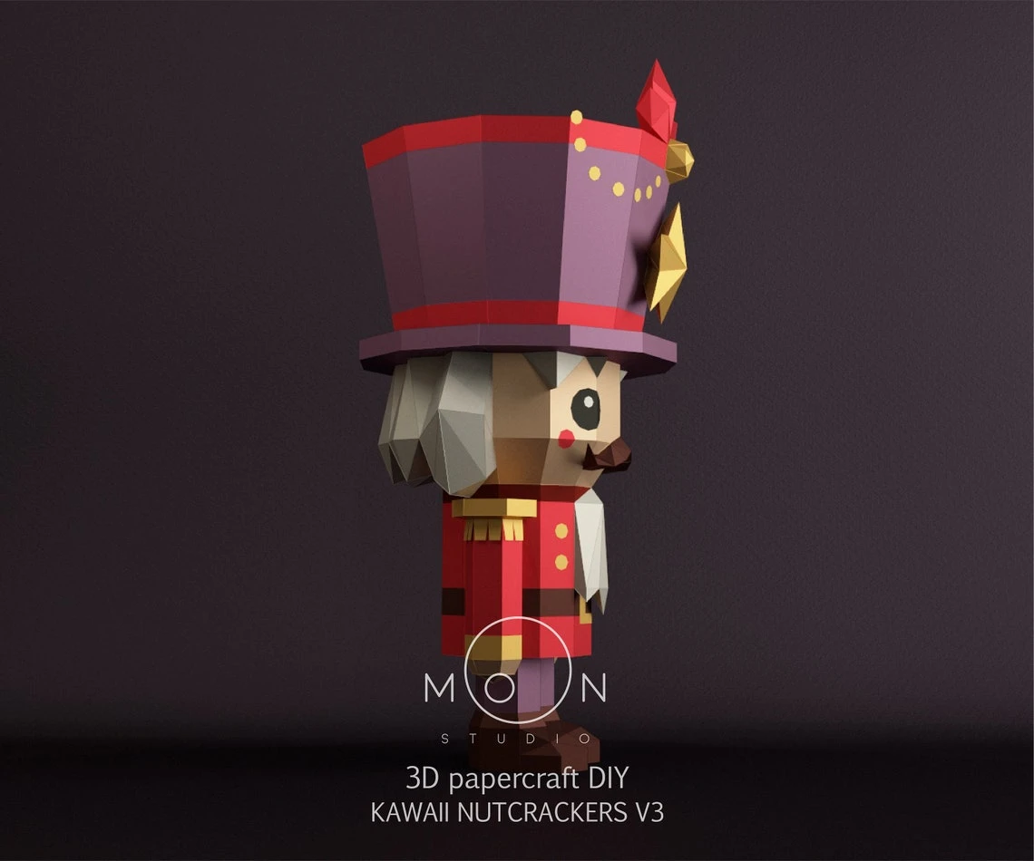 Kawaii Nutcrackers V3, DIY, Papercraft, PDF, Low Poly, 3D model, Craft, Paper, Merry Christmas, December, New Year, Room Decor