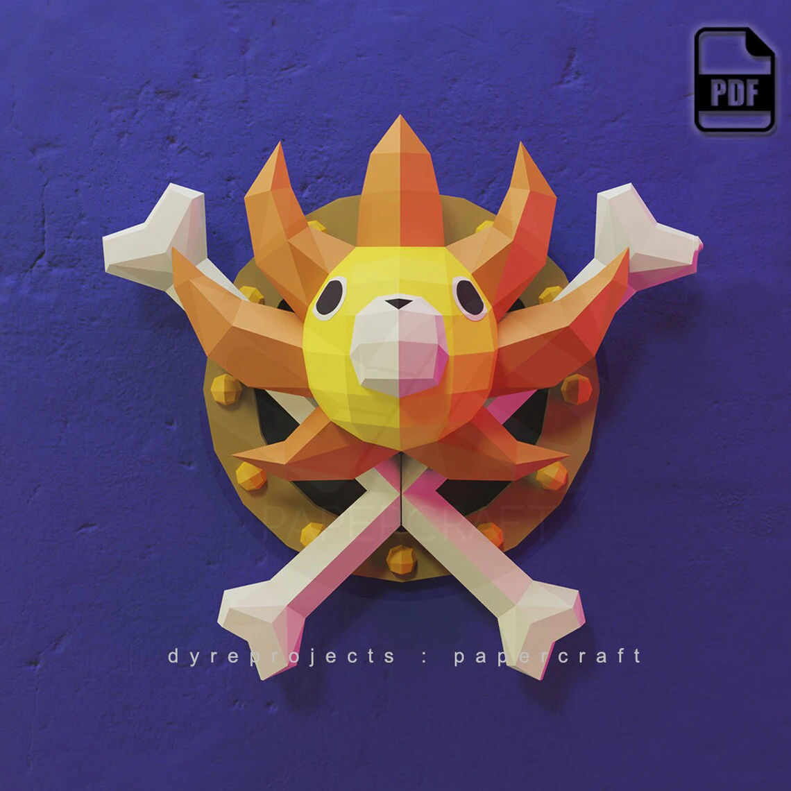 DIY Low Poly Papercraft, Thousand Sunny, Digital template, DIY, Wall Decoration, Wall Hanging, Art, Logo, Anime