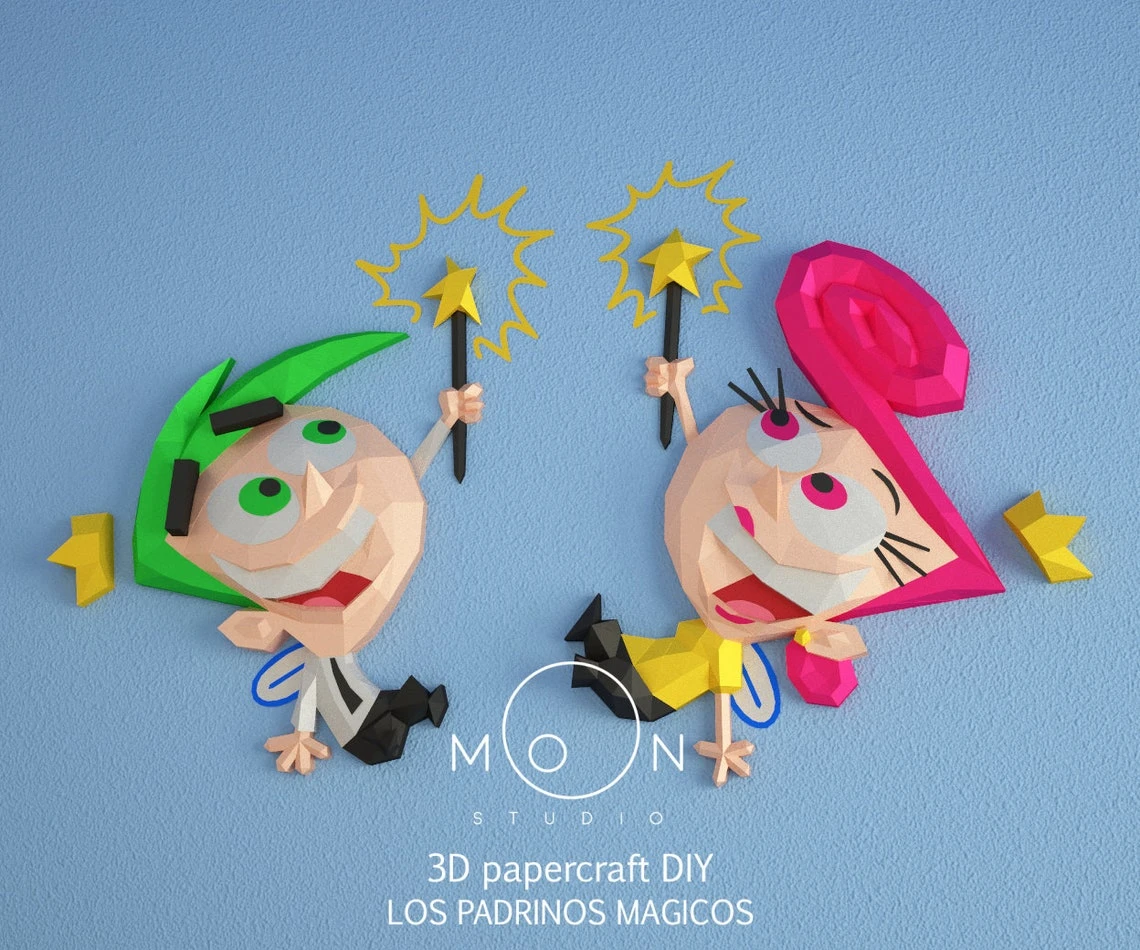 The Fairly OddParents, DIY, Papercraft, PDF, Low Poly, Cricut, Maker, Cameo, Paper, Series, Walt Disney, Fox Kid, Nickelodeon, Wall Decor