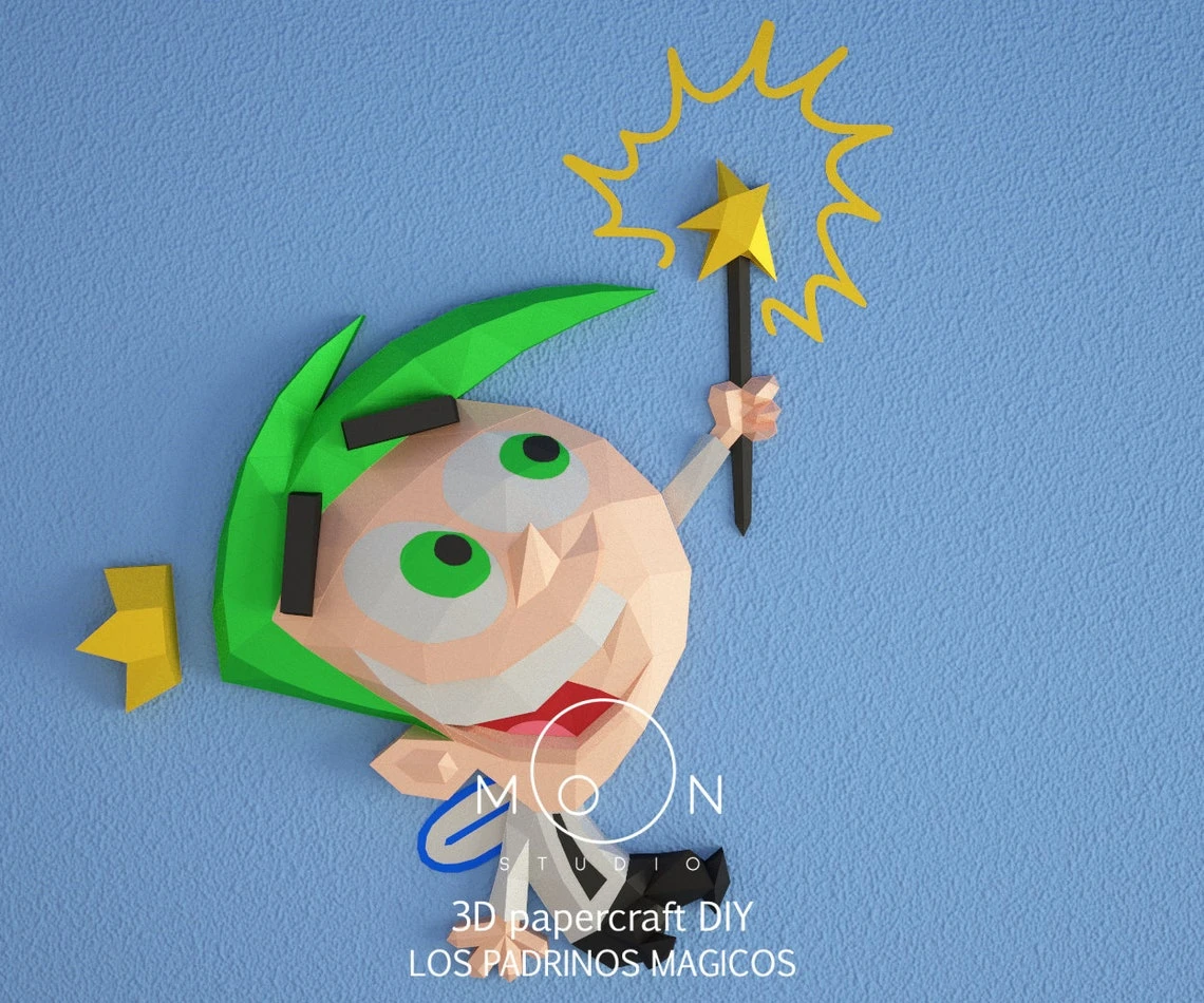 The Fairly OddParents, DIY, Papercraft, PDF, Low Poly, Cricut, Maker, Cameo, Paper, Series, Walt Disney, Fox Kid, Nickelodeon, Wall Decor