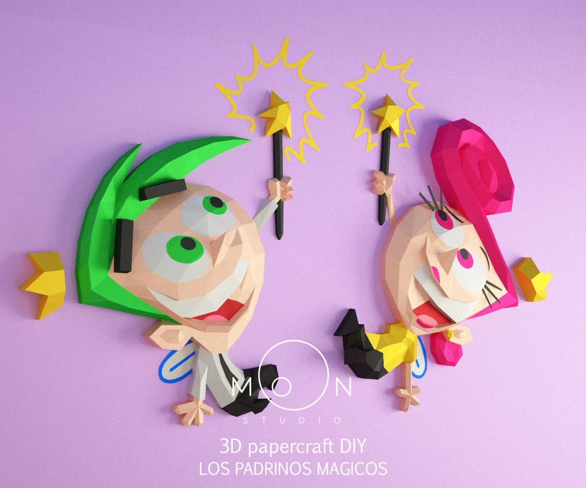 The Fairly OddParents, DIY, Papercraft, PDF, Low Poly, Cricut, Maker, Cameo, Paper, Series, Walt Disney, Fox Kid, Nickelodeon, Wall Decor