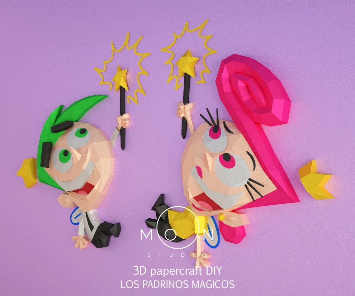 The Fairly OddParents, DIY, Papercraft, PDF, Low Poly, Cricut, Maker, Cameo, Paper, Series, Walt Disney, Fox Kid, Nickelodeon, Wall Decor