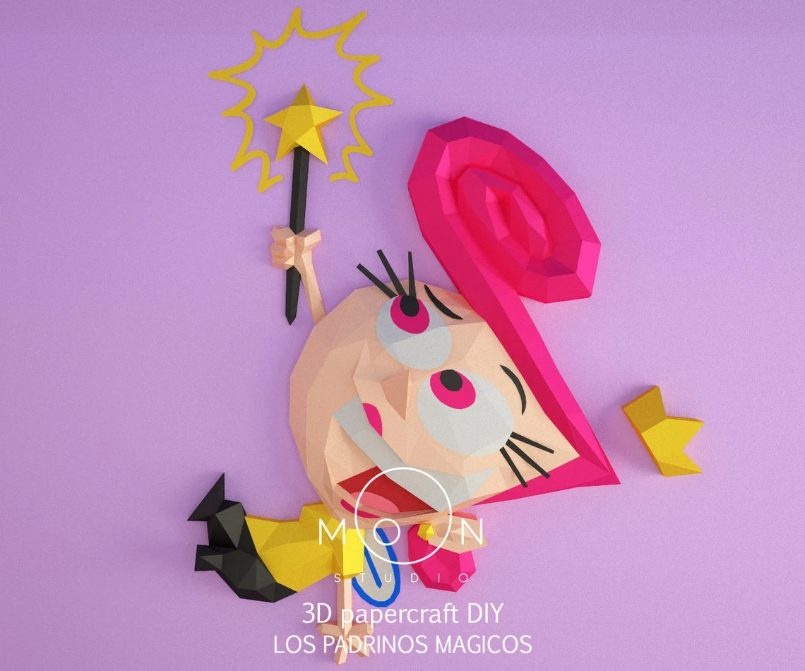 The Fairly OddParents, DIY, Papercraft, PDF, Low Poly, Cricut, Maker, Cameo, Paper, Series, Walt Disney, Fox Kid, Nickelodeon, Wall Decor