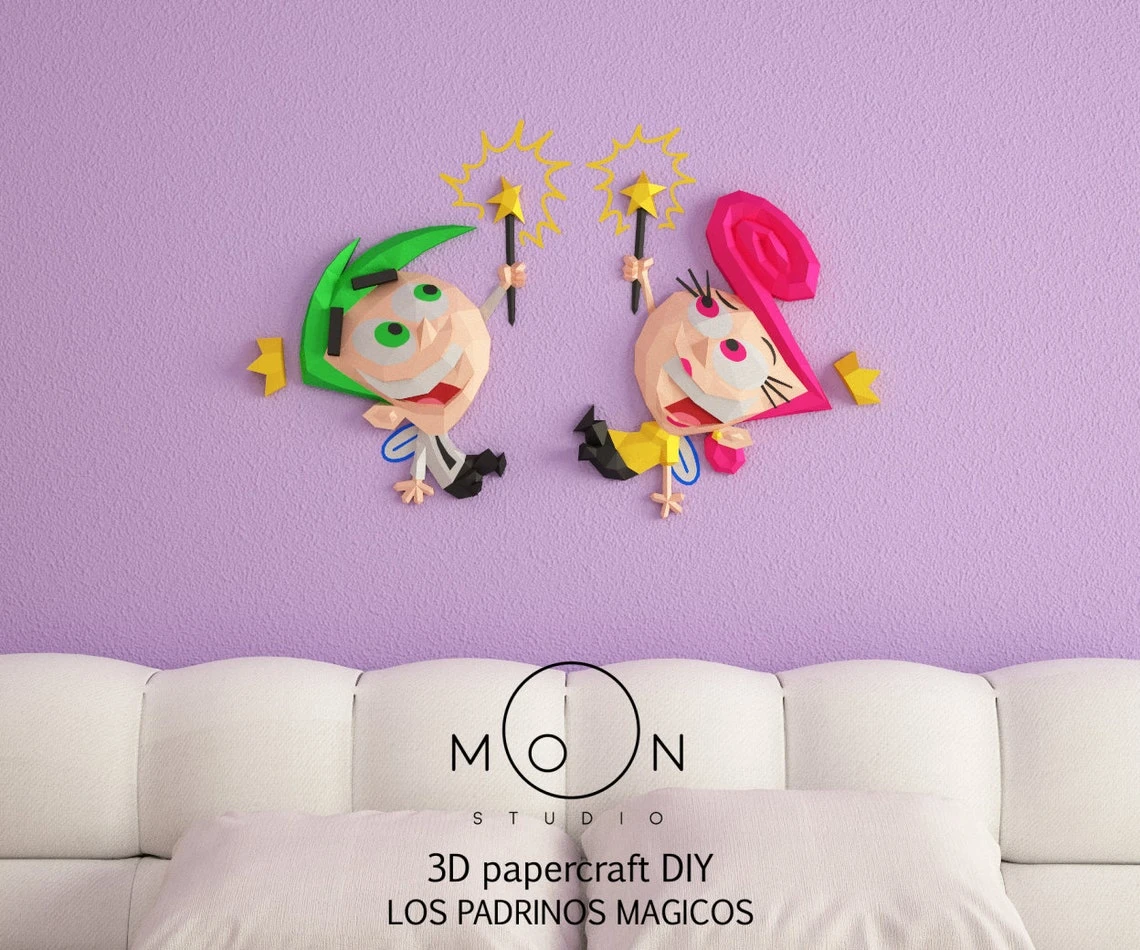 The Fairly OddParents, DIY, Papercraft, PDF, Low Poly, Cricut, Maker, Cameo, Paper, Series, Walt Disney, Fox Kid, Nickelodeon, Wall Decor