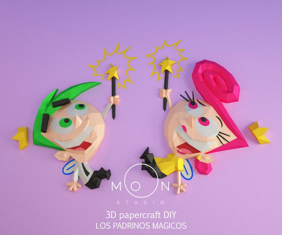 The Fairly OddParents, DIY, Papercraft, PDF, Low Poly, Cricut, Maker, Cameo, Paper, Series, Walt Disney, Fox Kid, Nickelodeon, Wall Decor