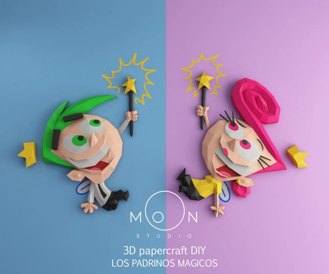 The Fairly OddParents, DIY, Papercraft, PDF, Low Poly, Cricut, Maker, Cameo, Paper, Series, Walt Disney, Fox Kid, Nickelodeon, Wall Decor