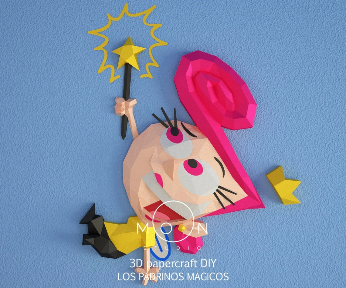 The Fairly OddParents, DIY, Papercraft, PDF, Low Poly, Cricut, Maker, Cameo, Paper, Series, Walt Disney, Fox Kid, Nickelodeon, Wall Decor