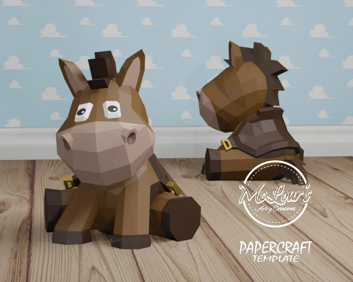 Sitting Horse/ Toy Story/ DiY Craft/ Template PDF/ Low Poly/ Papercraft Caballo Sentado/ 3D Horse/ Origami/ Home decor