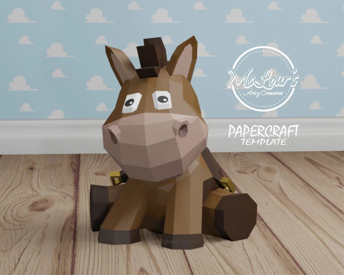 Sitting Horse/ Toy Story/ DiY Craft/ Template PDF/ Low Poly/ Papercraft Caballo Sentado/ 3D Horse/ Origami/ Home decor