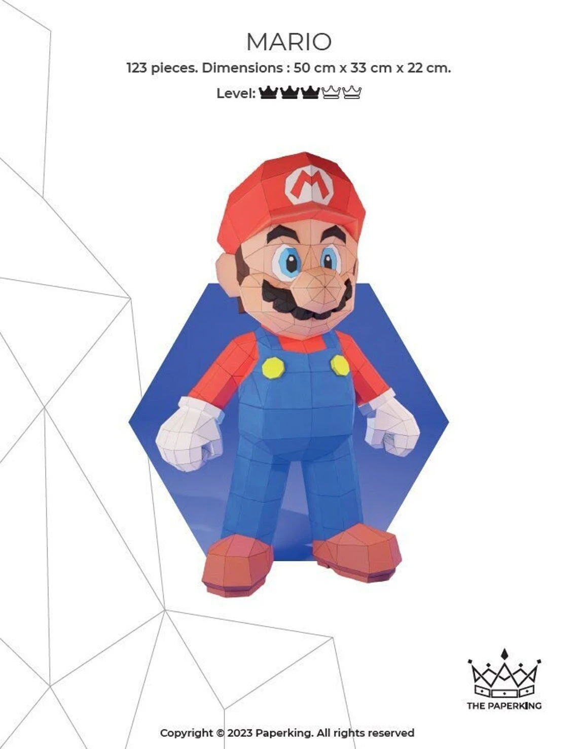 Mario Papercraft 3D, pepakura Pdf template Low polygonal Paper Sculpture Diy Decor home loft office mario lover gift