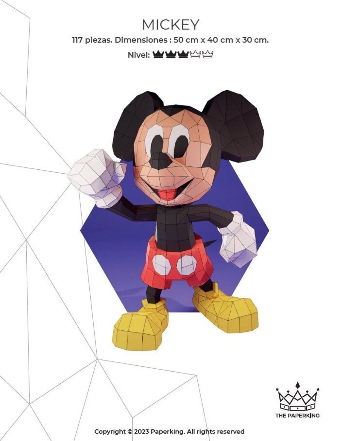 Mickey Papercraft 3D, pepakura Pdf template Low polygonal Paper Sculpture Diy Decor home loft office mickey lover gift