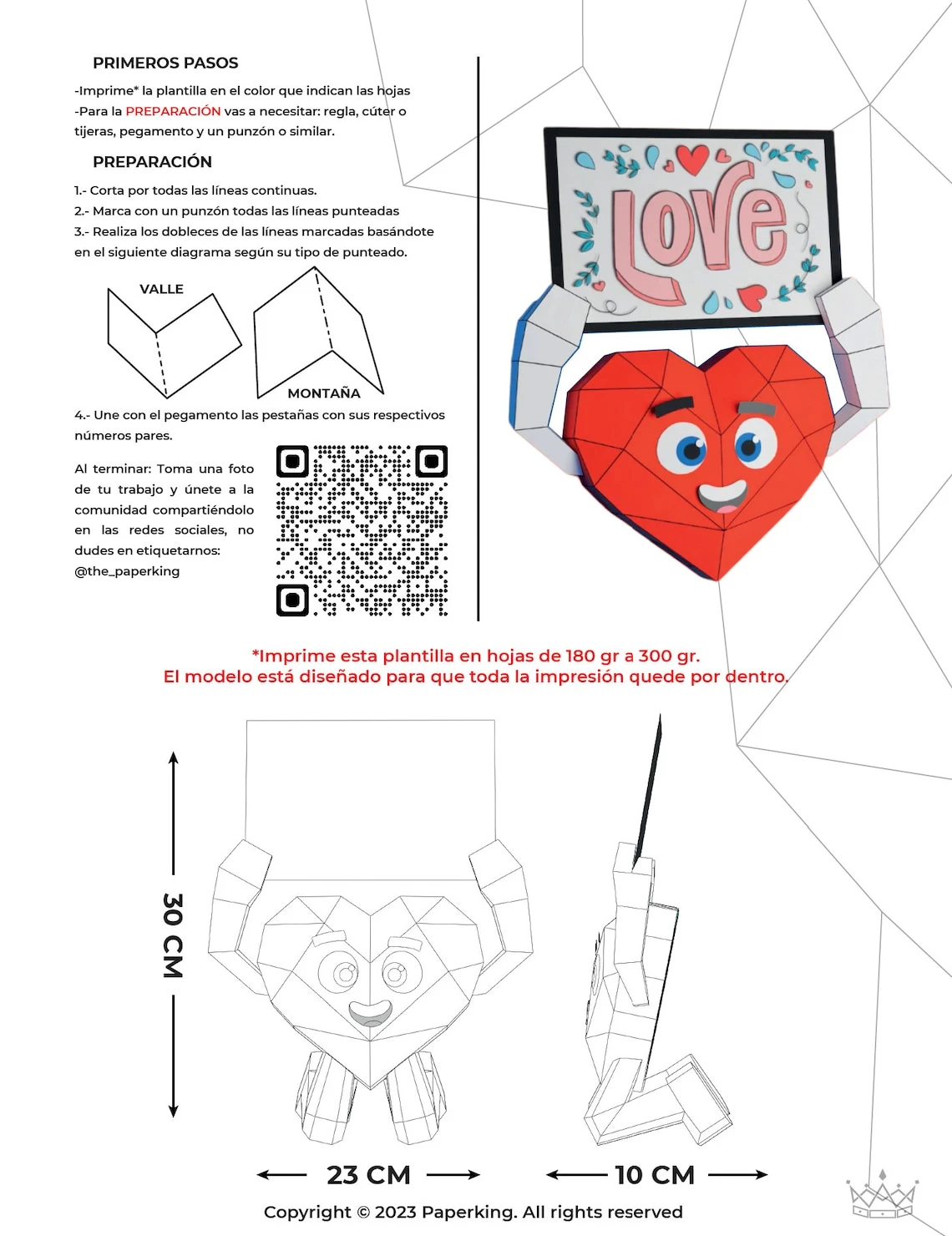 Valentine Heart Papercraft 3D, pepakura Pdf template Low polygonal Paper Sculpture Diy Decor home loft office gift